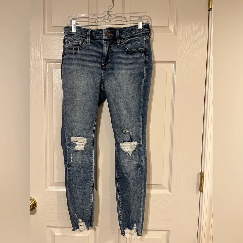 Buckle Black Distressed Ankle Skinny Stretch Blue Jeans Size 26x27 Fit 53 - Picture 1 of 10